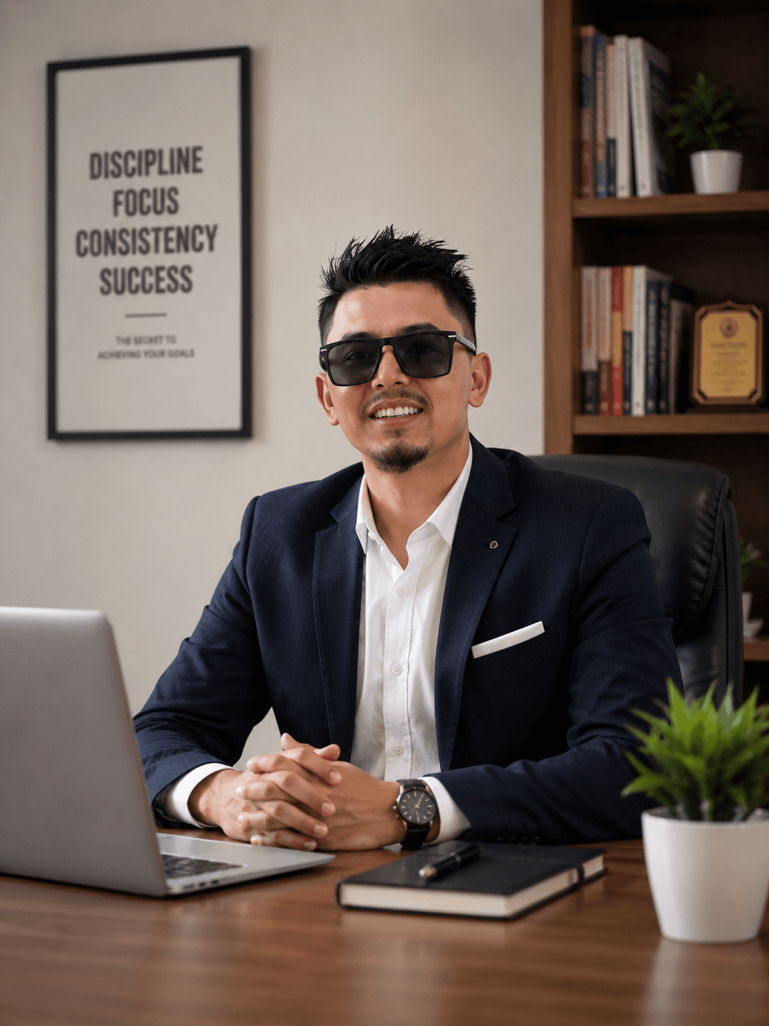 Dhiraj seated at a desk in a professional office setting